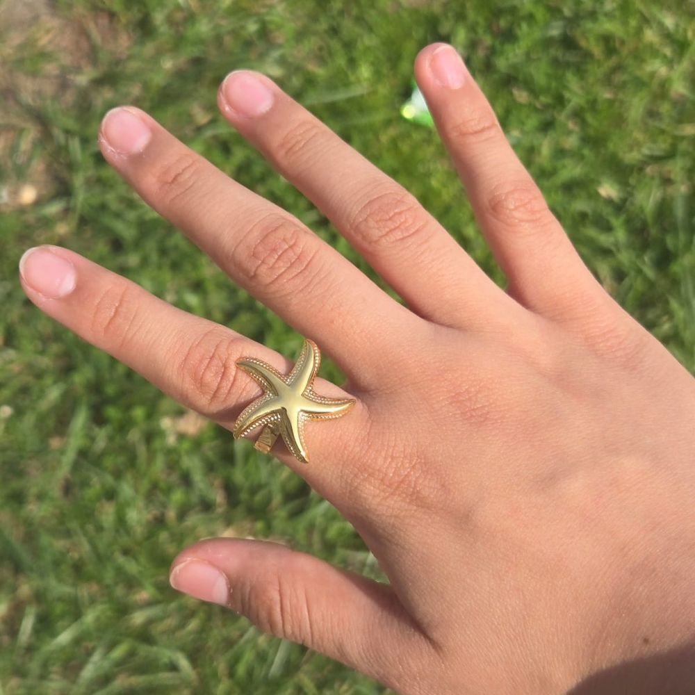 Gold Starfish Ring,Stainless Steel.